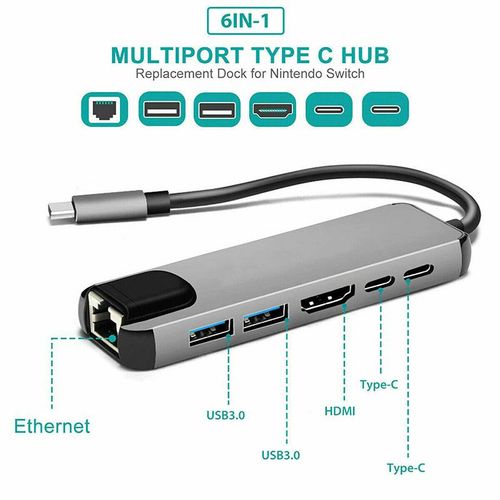 Generic Adaptateur multiport pour MacBook Pro hub USB C en aluminium 6 en 1  à prix pas cher