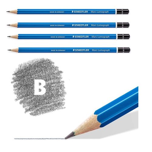 staedler Lot 4 Crayons dessin technique artistique graphite,degré dureté B,  mine 2 mm à prix pas cher