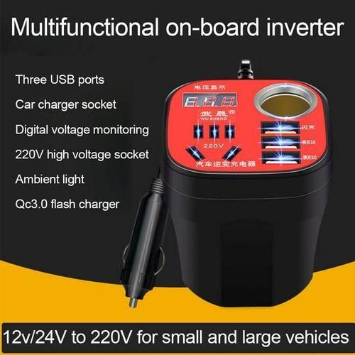 product_image_name-Generic-Convertisseur de Voiture avec 3 Ports USB, 12V/24V à 220V, Adapté Camions et Voitures-7