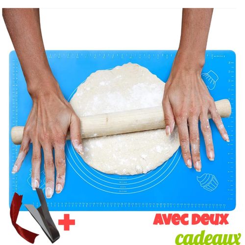 Generic Rouleau + Tapis de Cuisson en Silicone, Tapis Patisserie Rouler la  pate à prix pas cher