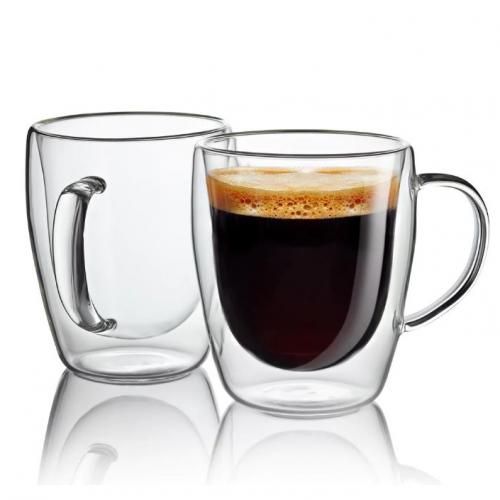 Café Expresso Dans Une Tasse En Verre à Double Paroi Transparente