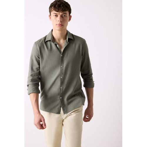 product_image_name-Defacto-قميص كم طويل من كتان قصة عادية برقبة بولو-4