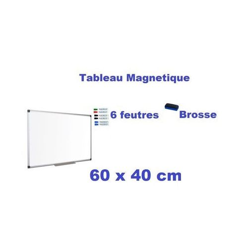 product_image_name-M Office-Lot Economique Tableau Magnétique Blanc 60x40 cm + 6 feutres effaçables + Brosse-1
