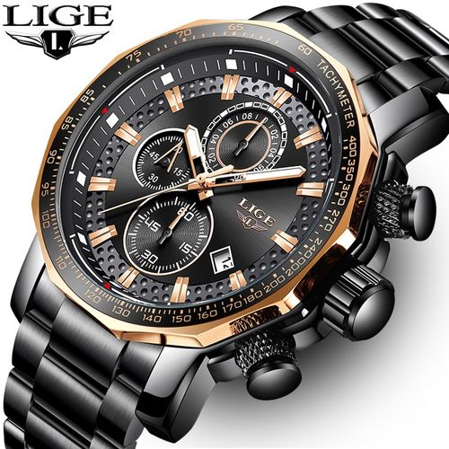 Lige montre tanche en acier grand cadran de marque