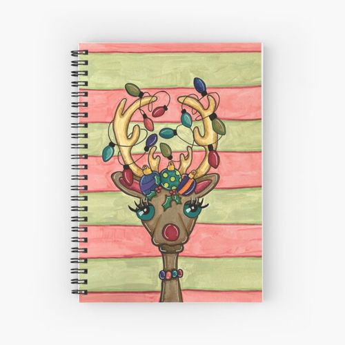 product_image_name-Generic-Christmas Reindeer, Red Nosed, Christmas Lights Spiral Notebook Bloc note-1