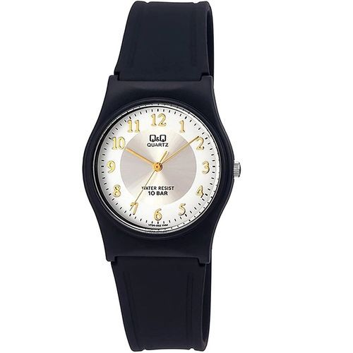 Q Q Montre Analogique Noir Classique Quartz Cadran Blanc Homme