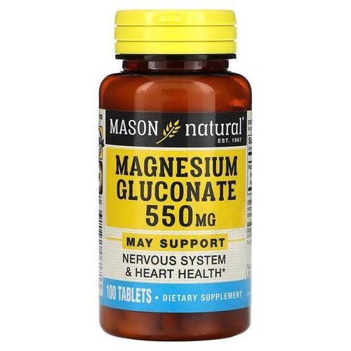 product_image_name-Mason Natural- Gluconate de Magnésium, 550 mg - Made in Usa - 100 comprimés-1