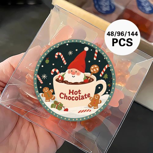 product_image_name-Generic-60pcsFestive Gnome dans une tasse de chocolat chaud et des autocollants ronds de bonhommes de Noël - Idéal pour les invitations de fête de Noël, les sacs-cadeaux et les décorations de vacances, les décorations de Noël de Gnome, Meilleur pour Noël-1