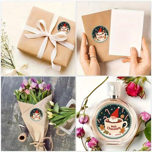 product_image_name-Generic-60pcsFestive Gnome dans une tasse de chocolat chaud et des autocollants ronds de bonhommes de Noël - Idéal pour les invitations de fête de Noël, les sacs-cadeaux et les décorations de vacances, les décorations de Noël de Gnome, Meilleur pour Noël-6