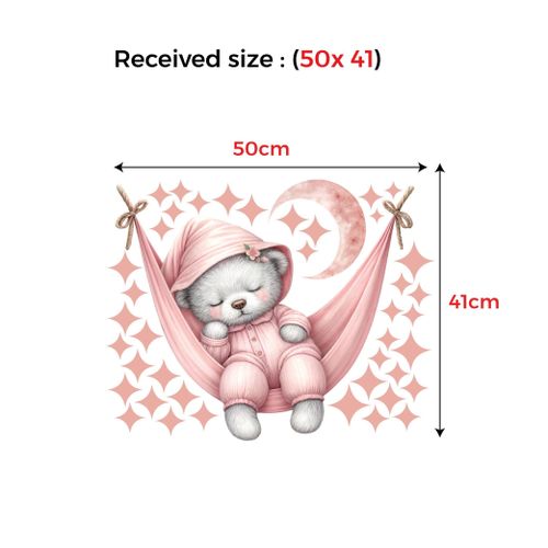 product_image_name-Generic-Autocollant pink sleepy teddy pour chambre d'enfants ou chambre pour décoration de maison-2