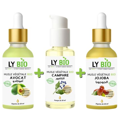 product_image_name-LY BIO-PACK HUILE AVOCAT 50ml - PIPETTE + HUILE CAMPHREE 50ML - POMPE + HUILE JOJOBA 50ML - PIPETTE-1