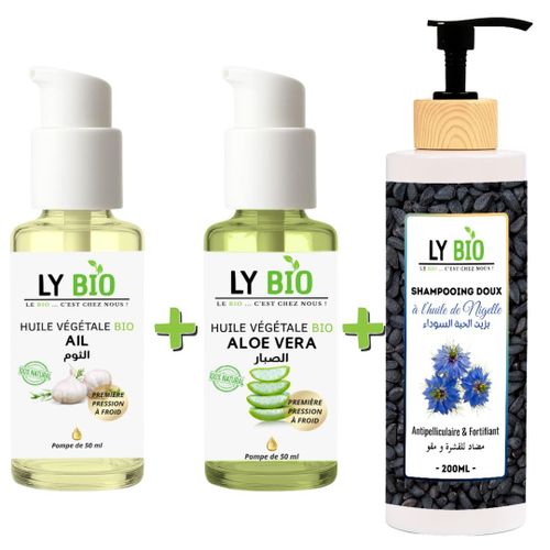 product_image_name-LY BIO-PACK HUILE AIL 50ML - POMPE + HUILE ALOE VERA 50ml - POMPE + SHAMPOOING A L'HUILE DE NIGELLE 200ML-1