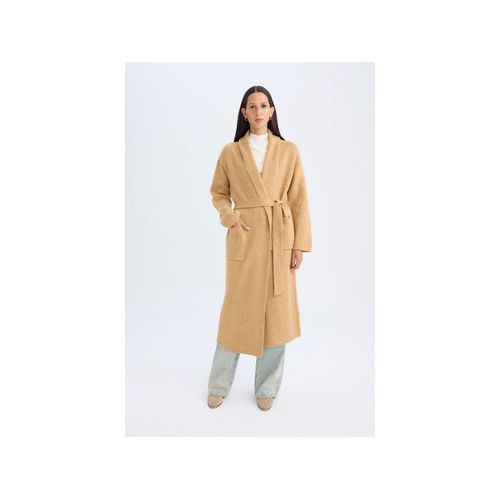 product_image_name-Defacto-Cardigan Long À Col Châle Et Ceinture, Coupe Décontractée, Pour Femme - A2081AX-1