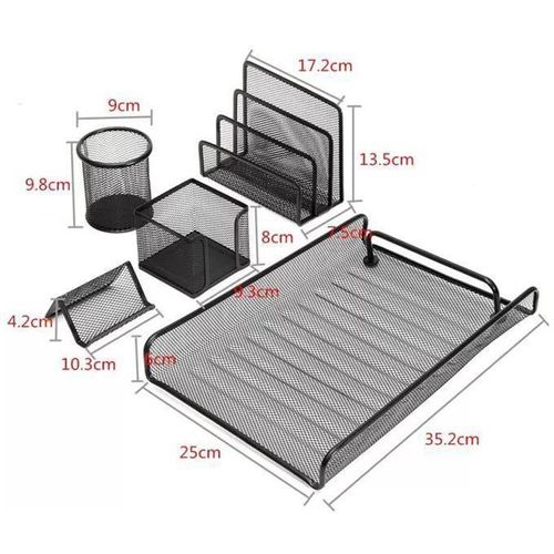 product_image_name-Generic-Ensemble de 5 Organisateurs de Bureau en Métal Noir - Rangement Bureau Design, Élégant & Durable-3