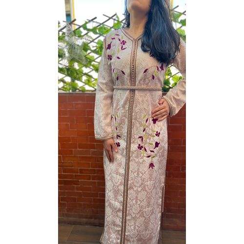 Generic Caftan brocard avec broderie en rose bronze haute qualit