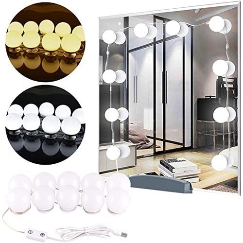 Lumiere LED Miroir Hollywood Vanity Mirror Light 10 Ampoules LED Lampe pour  Miroir