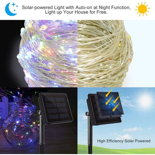 1 Guirlande Lumineuse Solaire Goutte D'eau, 20/50/100 LED, 8 Modes  D'éclairage, Lumière Solaire De Jardin Étanche, Guirlande Extérieure, Fête  De Mariage De Noël, Décoration Murale De Jardin (blanc Chaud/multicolore/ blanc) - Temu France