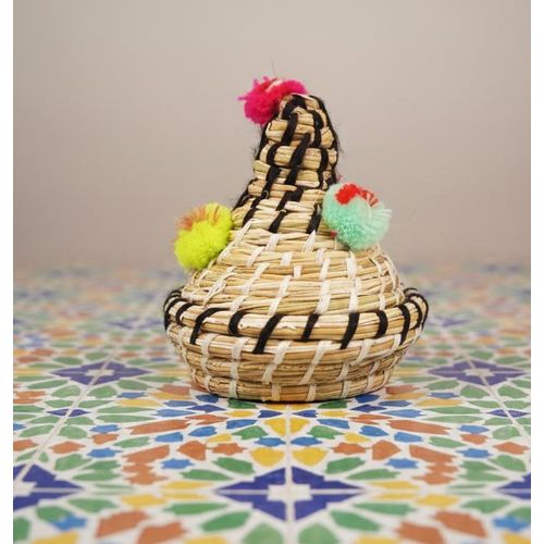 product_image_name-Generic-Panier Décoratif Artisanal – Mini Boîte avec Pompons Colorés-2