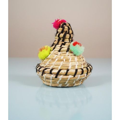 product_image_name-Generic-Panier Décoratif Artisanal – Mini Boîte avec Pompons Colorés-4