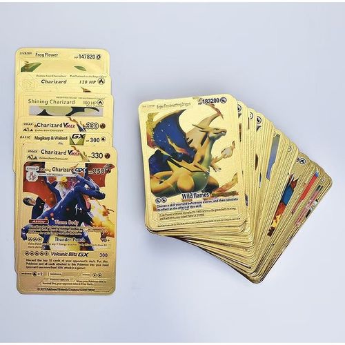 Pokemon Pack; lot de 5 Cartes Pokémon en feuilles dorées; type