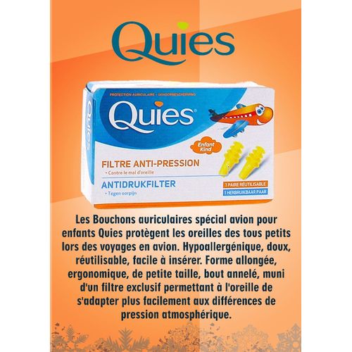 Quies Protection Auditive Avion Filtre Anti-Pression