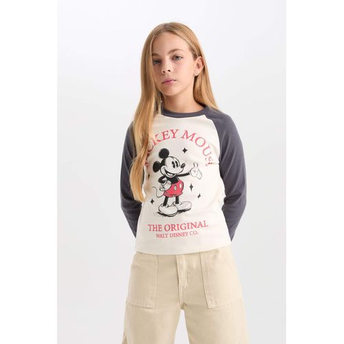 product_image_name-Defacto-T-Shirt Crop à Manches Longues Mickey & Minnie à Col rond pour Fille-1