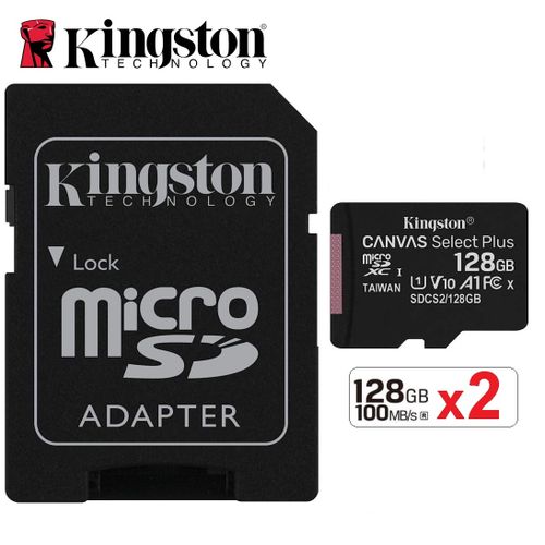 Kingston 2 Cartes mémoire 128Gb +Adaptateur microSD Canvas Select