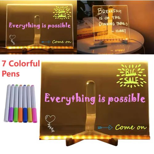 Tableau Lumineux LED Transparent – Dessinez Avec 7 Couleurs, 4 Modes, Parfait Pour Notes Et Décoration - 5