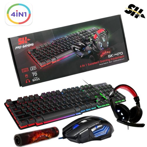 SH Pack gamer 4 en 1 clavier souris casque et tapis à prix pas cher