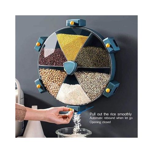 product_image_name-Generic-موزع الحبوب، موزع طعام جاف مثبت على الحائط، مقصورات قابلة للتعديل، سهل الضغط ، وعاء حبوب شفافة، للمطعم والمنزل ، هدية المطبخ-1