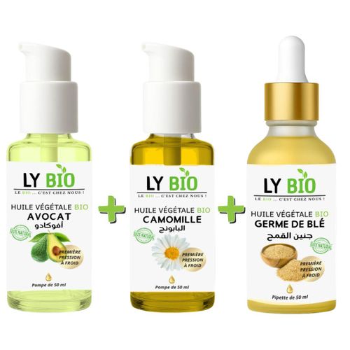 product_image_name-LY BIO-PACK HUILE AVOCAT 50ml - POMPE + HUILE CAMOMILLE 50ML - POMPE + HUILE GERME DE BLE 50ML - PIPETTE-1