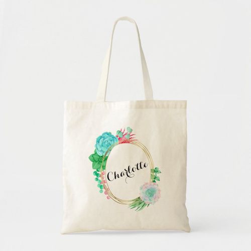 product_image_name-Generic-Succulent tote Bag floral blush peach greenery Unique, haute qualité-2