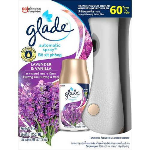 product_image_name-Glade-Diffuseur de Parfum Électrique + Recharge 269 ml – Désodorisant Automatique Spray Lavande & Vanille (Lavender & Vanilla) – Huiles Essentielles – Jusqu’à 60 Jours de Fraîcheur – Ambiance Longue Durée – Pour Maison, Bureau, Salon, Salle de Bain & WC-1
