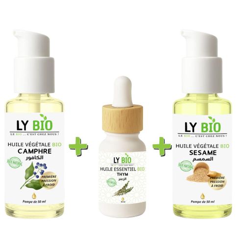 product_image_name-LY BIO-PACK HUILE CAMPHREE 50ML - POMPE + HUILE ESSENTIEL THYM 10ML + HUILE SESAME 50ml - POMPE-1