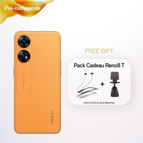 Reno8 T - 8Go Ram - 256Go Rom - 100 MP Camera - Sunset Orange + Pack Cadeau