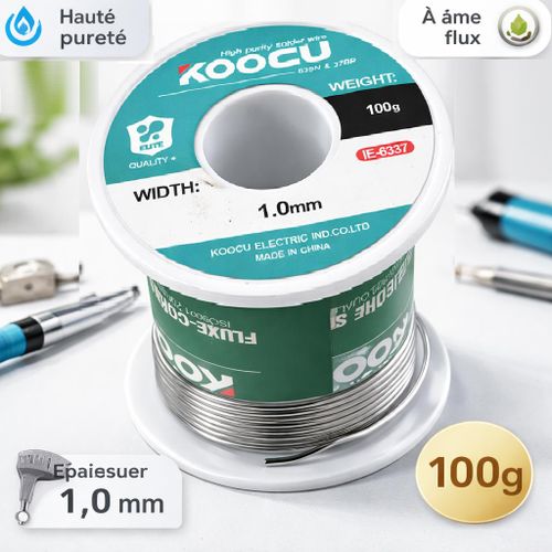 product_image_name-Koocu-Fil à souder 1,0 mm 100 g à âme flux haute pureté IE-6337-1