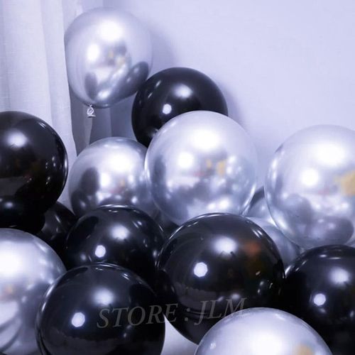 product_image_name-Generic-30 Ballons Noir et argent 34 Cm / décoration anniversaire Trés Bonne Qualité-1