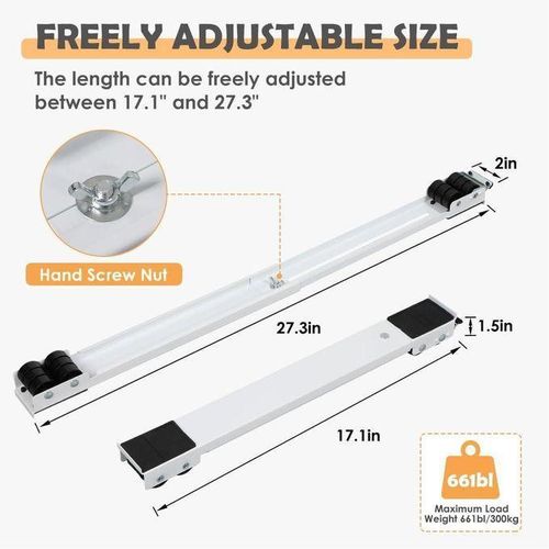 product_image_name-Generic-Roulettes pour Appareils Ménagers, Support Dolly télescopique pour Machine à Laver, Réfrigérateur, Sèche-linge, Lave-vaisselle, Charge Max 660 lbs (300 kg), 24 Roues, Double Verrouillage, Silver-6