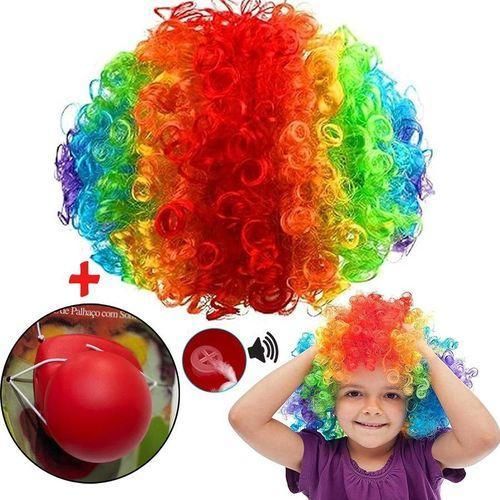 product_image_name-Generic-باروكة مهرج ملونة + أنف أحمر مطاطي مع بوق-1