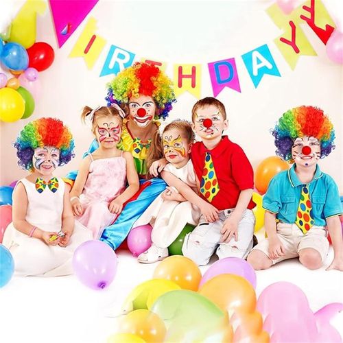 product_image_name-Generic-باروكة مهرج ملونة + أنف أحمر مطاطي مع بوق-5