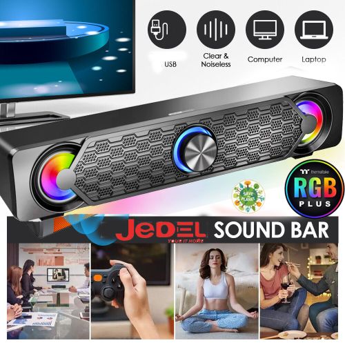 Jedel Enceinte filaire USB pour pc et tv avec lumière LED Gamer  haut-parleurs barre speaker à prix pas cher