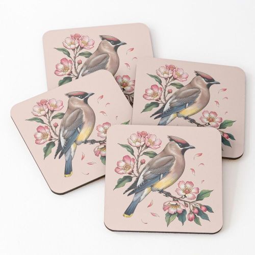 product_image_name-Generic-4 Dessous de Verre Jaseur d'Amérique aux fleurs et au feuillage rose foncé sous tasse unique -1