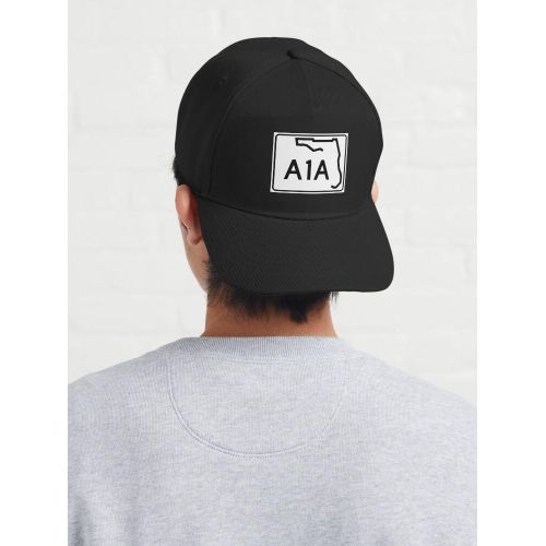 product_image_name-Generic-casquette personnalisée Panneau d'autoroute A1A de Floride, icône de la culture de la plage  casquette noire unique-2