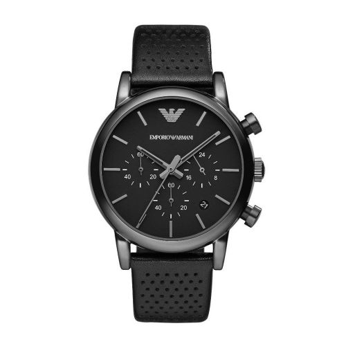 product_image_name-Emporio Armani-Ar1737 Luigi montre pour homme en cuir noir perforé-1