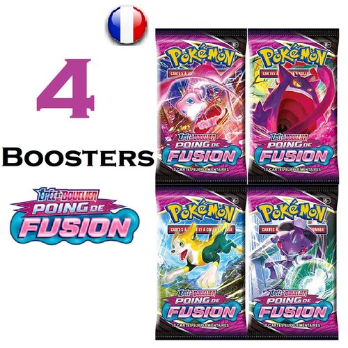 Pokemon 4 Boosters Pokémon Épée et bouclier poing de fusion Carte Version Français à prix