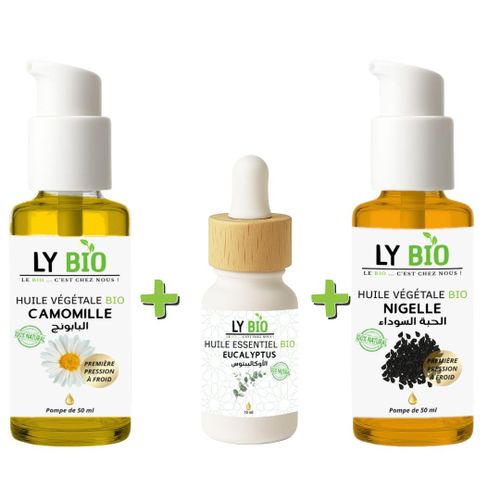 product_image_name-LY BIO-PACK HUILE CAMOMILLE 50ML - POMPE + HUILE ESSENTIEL EUCALYPTUS 10ML + HUILE NIGELLE 50ML - POMPE-1