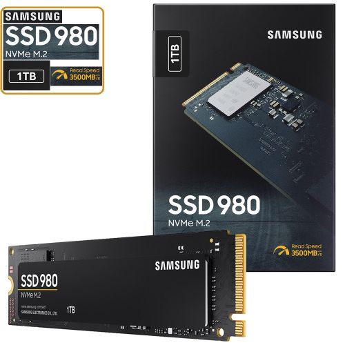 Samsung SAMSUNG 980 SSD 1TB 1TO PCle 3.0x4, NVMe M.2 2280, Internal Solid  State Drive, Storage for PC, Laptops, Gaming and More, HMB Technology,  Intelligent Turbowrite, Speeds of up-to 3,500MB/s