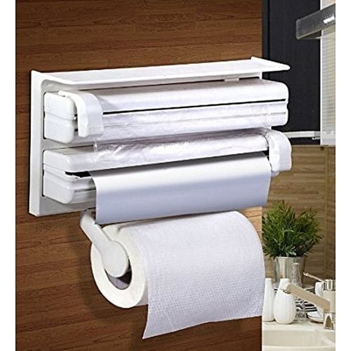 1pc Porte-serviettes En Papier, Support De Rangement En Plastique Pour Film  Alimentaire Avec Coupeur, Support En Papier D'aluminium Pour Barbecue,  Organisateur De Rangement Pour Serviettes En Papier, Rangement Et  Organisation De La