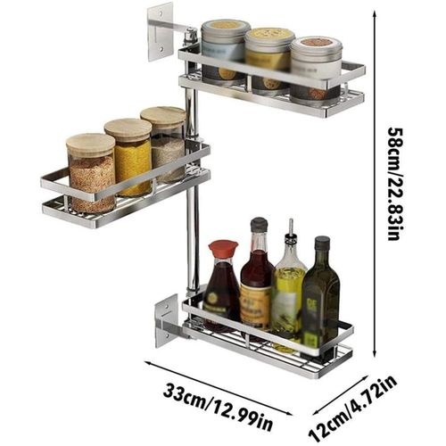 Generic Range-épices mural à 3 niveaux en acier inoxydable de ABC