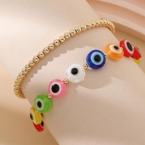 product_image_name-Generic-Pack 2 Bracelets Colorful eyes & Gold perle-1